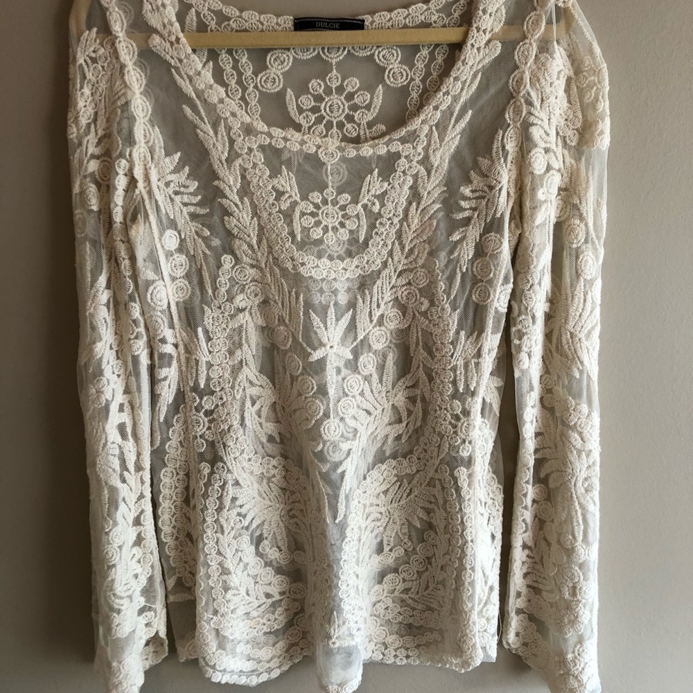 Ivory Lace Long Sleeve Blouse